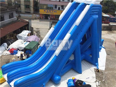 Blue Double Lanes Inflatable Wet Dry Slides For Sale BY-GS-036